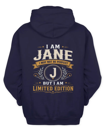 JANE KT88-V9 - Personalized “I Am NAME I May Not Be Perfect, But I Am Limited Edition” - Unisex Hoodie - Navy