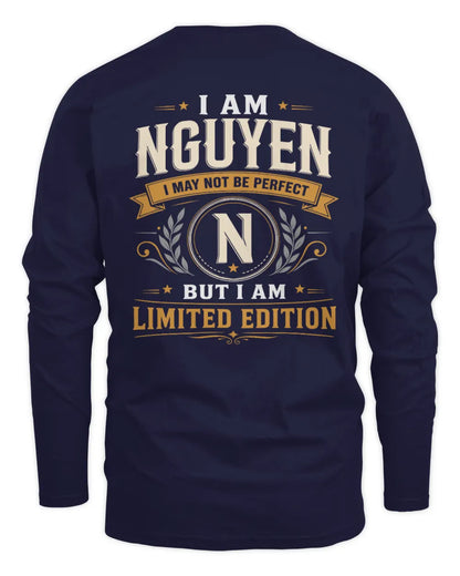 NGUYEN KT88-V9 - Personalized “I Am NAME I May Not Be Perfect, But I Am Limited Edition” - Men's Long Sleeved T-Shirt - Navy
