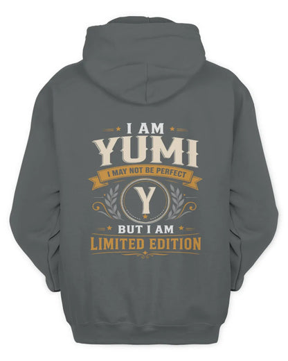YUMI KT88-V9 - Personalized “I Am NAME I May Not Be Perfect, But I Am Limited Edition” - Unisex Hoodie - Charcoal