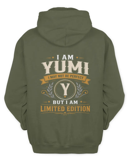 YUMI KT88-V9 - Personalized “I Am NAME I May Not Be Perfect, But I Am Limited Edition” - Unisex Hoodie - Military Green