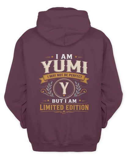 YUMI KT88-V9 - Personalized “I Am NAME I May Not Be Perfect, But I Am Limited Edition” - Unisex Hoodie - Maroon