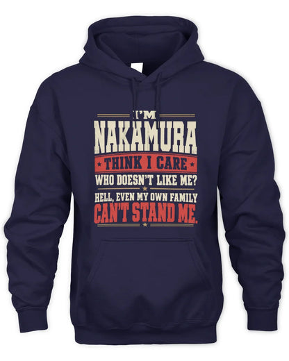 NAKAMURA-KTL06-H009 I’m [NAME] – Think I Care? Personalized Funny T-Shirt - Unisex Hoodie - Navy