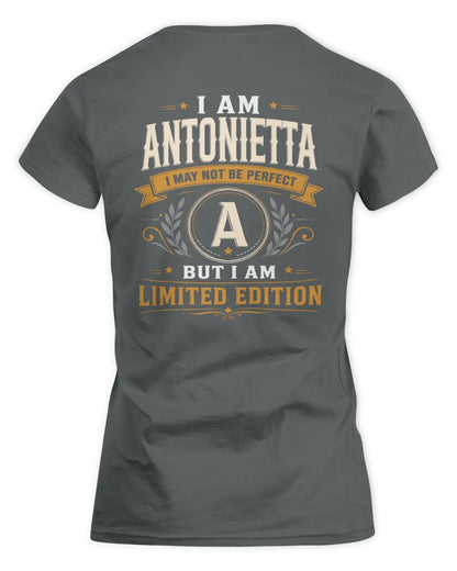 ANTONIETTA KT88-V9 - Personalized “I Am NAME I May Not Be Perfect, But I Am Limited Edition” - Women's Standard T-Shirt - Charcoal