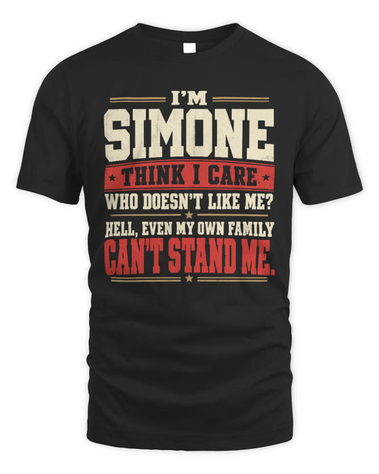 SIMONE-KTL06-H009 I’m [NAME] – Think I Care? Personalized Funny T-Shirt - Unisex Standard T-Shirt - Black