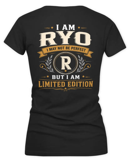 RYO KT88-V9 - Personalized “I Am NAME I May Not Be Perfect, But I Am Limited Edition” - Women's V-Neck T-Shirt - Black