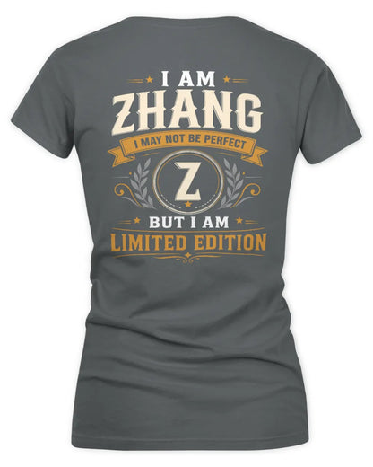 ZHANG KT88-V9 - Personalized “I Am NAME I May Not Be Perfect, But I Am Limited Edition” - Women's V-Neck T-Shirt - Charcoal