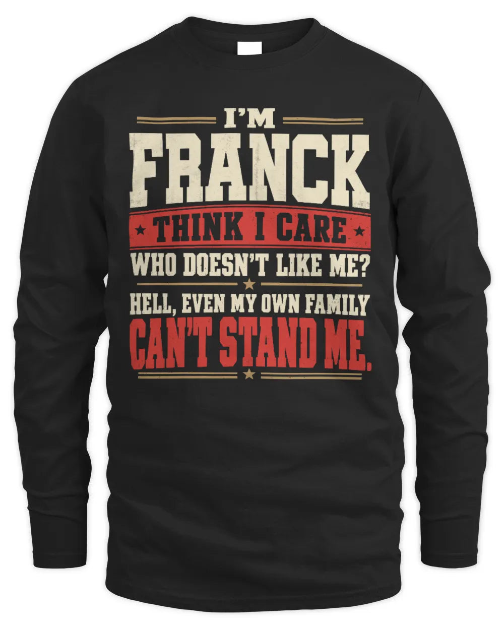 FRANCK-KTL06-H009 I’m [NAME] – Think I Care? Personalized Funny T-Shirt - Men's Long Sleeved T-Shirt - Black