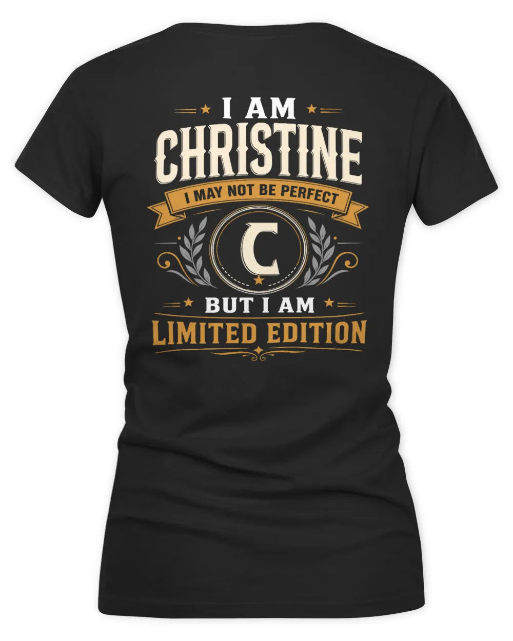 CHRISTINE KT88-V9 - Personalized “I Am NAME I May Not Be Perfect, But I Am Limited Edition” - Women's V-Neck T-Shirt - Black