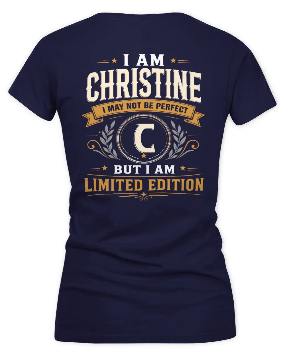 CHRISTINE KT88-V9 - Personalized “I Am NAME I May Not Be Perfect, But I Am Limited Edition” - Women's V-Neck T-Shirt - Navy