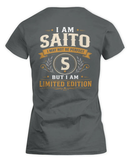 SAITO KT88-V9 - Personalized “I Am NAME I May Not Be Perfect, But I Am Limited Edition” - Women's Standard T-Shirt - Charcoal