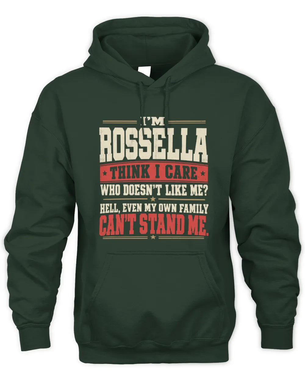 ROSSELLA-KTL06-H009 I’m [NAME] – Think I Care? Personalized Funny T-Shirt - Unisex Hoodie - Forest Green