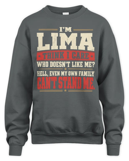 LIMA-KTL06-H009 I’m [NAME] – Think I Care? Personalized Funny T-Shirt - Unisex Sweatshirt - Charcoal