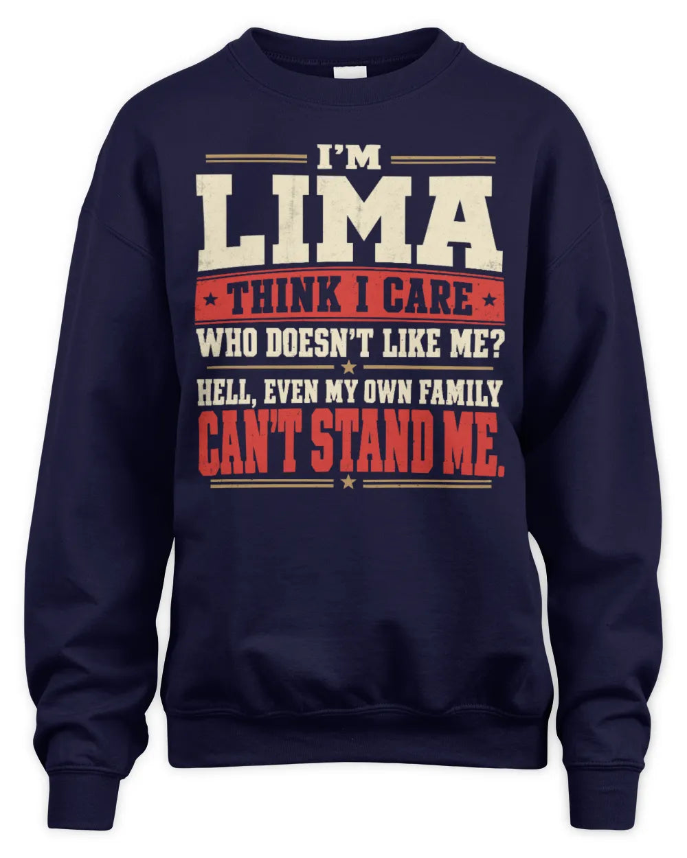 LIMA-KTL06-H009 I’m [NAME] – Think I Care? Personalized Funny T-Shirt - Unisex Sweatshirt - Navy