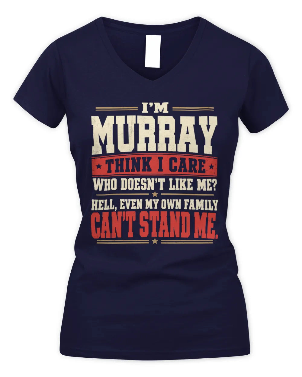 MURRAY-KTL06-H009 I’m [NAME] – Think I Care? Personalized Funny T-Shirt - Women's V-Neck T-Shirt - Navy