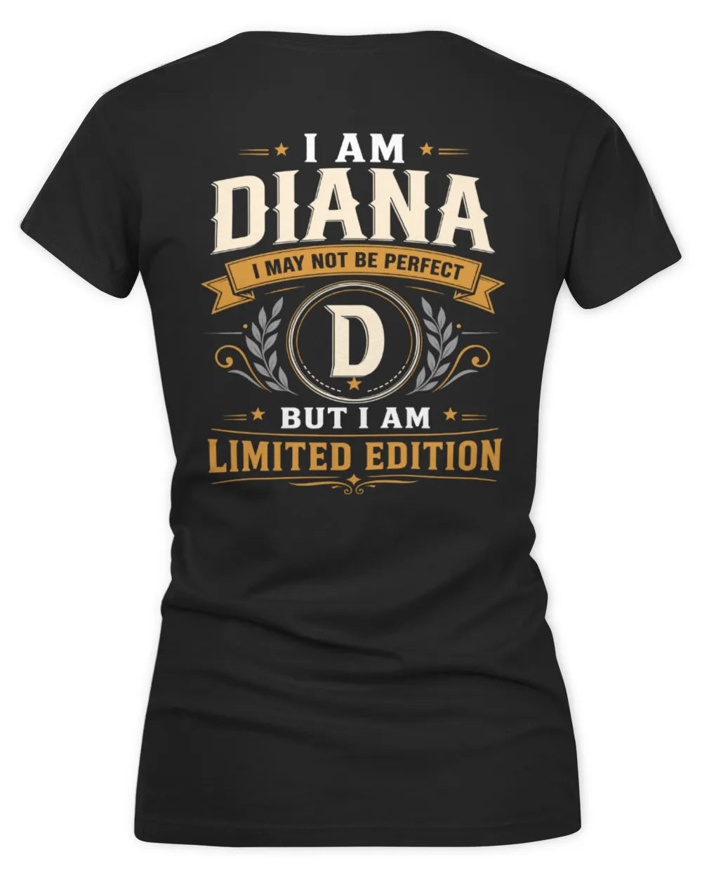 DIANA KT88-V9 - Personalized “I Am NAME I May Not Be Perfect, But I Am Limited Edition” - Women's V-Neck T-Shirt - Black