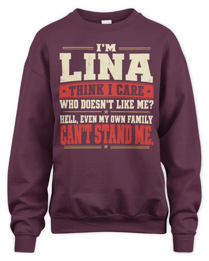 LINA-KTL06-H009 I’m [NAME] – Think I Care? Personalized Funny T-Shirt - Unisex Sweatshirt - Maroon