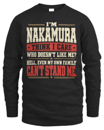 NAKAMURA-KTL06-H009 I’m [NAME] – Think I Care? Personalized Funny T-Shirt - Men's Long Sleeved T-Shirt - Black
