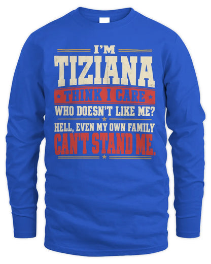 TIZIANA-KTL06-H009 I’m [NAME] – Think I Care? Personalized Funny T-Shirt - Men's Long Sleeved T-Shirt - Royal