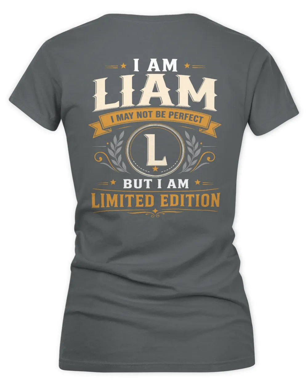LIAM KT88-V9 - Personalized “I Am NAME I May Not Be Perfect, But I Am Limited Edition” - Women's V-Neck T-Shirt - Charcoal