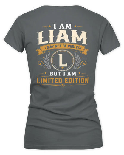 LIAM KT88-V9 - Personalized “I Am NAME I May Not Be Perfect, But I Am Limited Edition” - Women's V-Neck T-Shirt - Charcoal