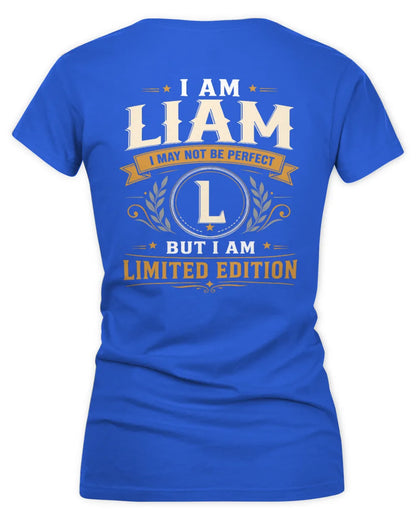 LIAM KT88-V9 - Personalized “I Am NAME I May Not Be Perfect, But I Am Limited Edition” - Women's V-Neck T-Shirt - Royal