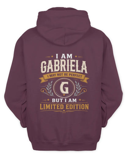 GABRIELA KT88-V9 - Personalized “I Am NAME I May Not Be Perfect, But I Am Limited Edition” - Unisex Hoodie - Maroon