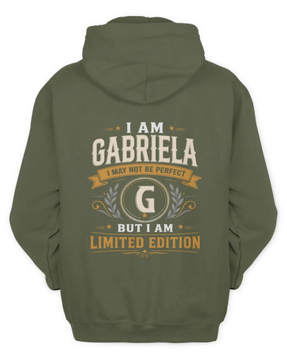 GABRIELA KT88-V9 - Personalized “I Am NAME I May Not Be Perfect, But I Am Limited Edition” - Unisex Hoodie - Military Green