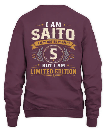 SAITO KT88-V9 - Personalized “I Am NAME I May Not Be Perfect, But I Am Limited Edition” - Unisex Sweatshirt - Maroon