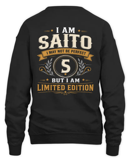 SAITO KT88-V9 - Personalized “I Am NAME I May Not Be Perfect, But I Am Limited Edition” - Unisex Sweatshirt - Black