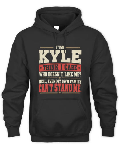 KYLE-KTL06-H009 I’m [NAME] – Think I Care? Personalized Funny T-Shirt - Unisex Hoodie - Black