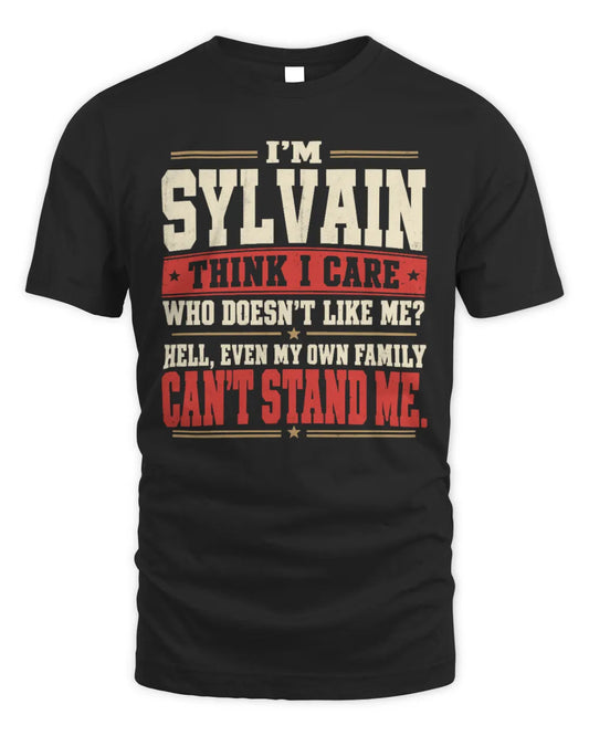 SYLVAIN-KTL06-H009 I’m [NAME] – Think I Care? Personalized Funny T-Shirt - Unisex Standard T-Shirt - Black