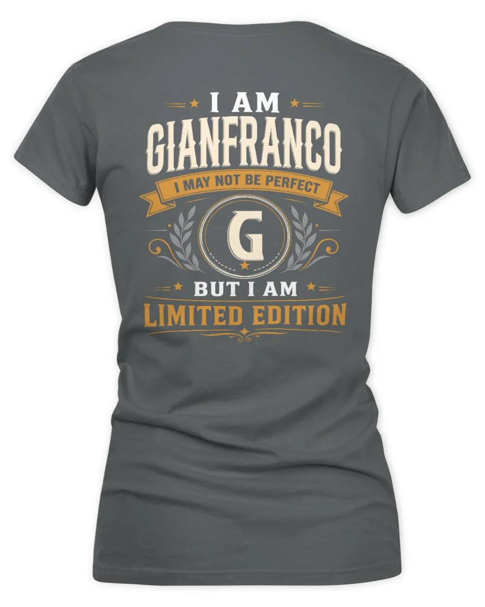 GIANFRANCO KT88-V9 - Personalized “I Am NAME I May Not Be Perfect, But I Am Limited Edition” - Women's V-Neck T-Shirt - Charcoal
