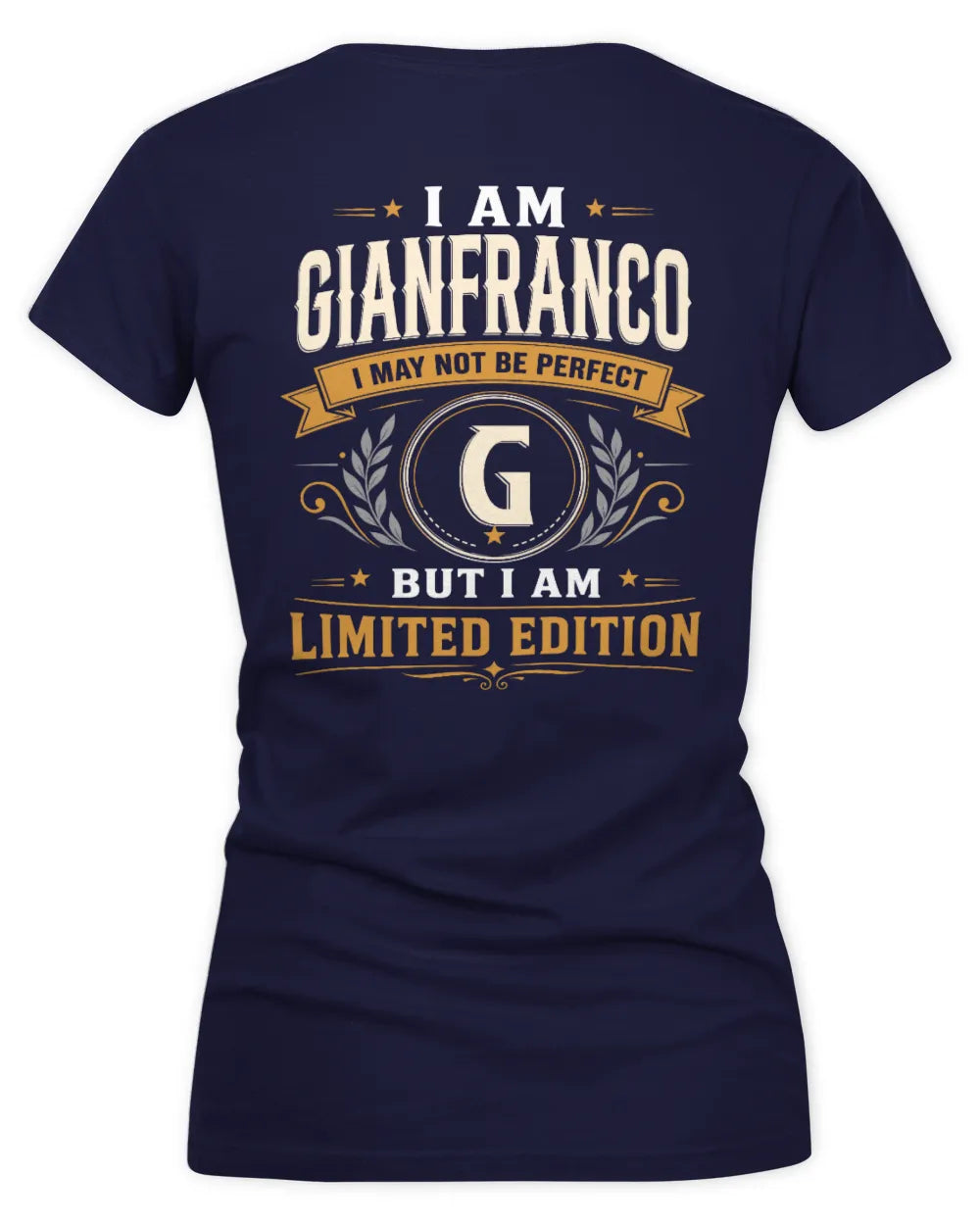 GIANFRANCO KT88-V9 - Personalized “I Am NAME I May Not Be Perfect, But I Am Limited Edition” - Women's V-Neck T-Shirt - Navy