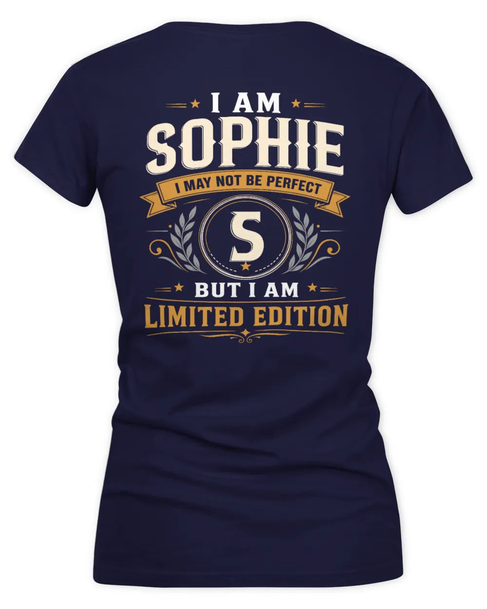 SOPHIE KT88-V9 - Personalized “I Am NAME I May Not Be Perfect, But I Am Limited Edition” - Women's V-Neck T-Shirt - Navy