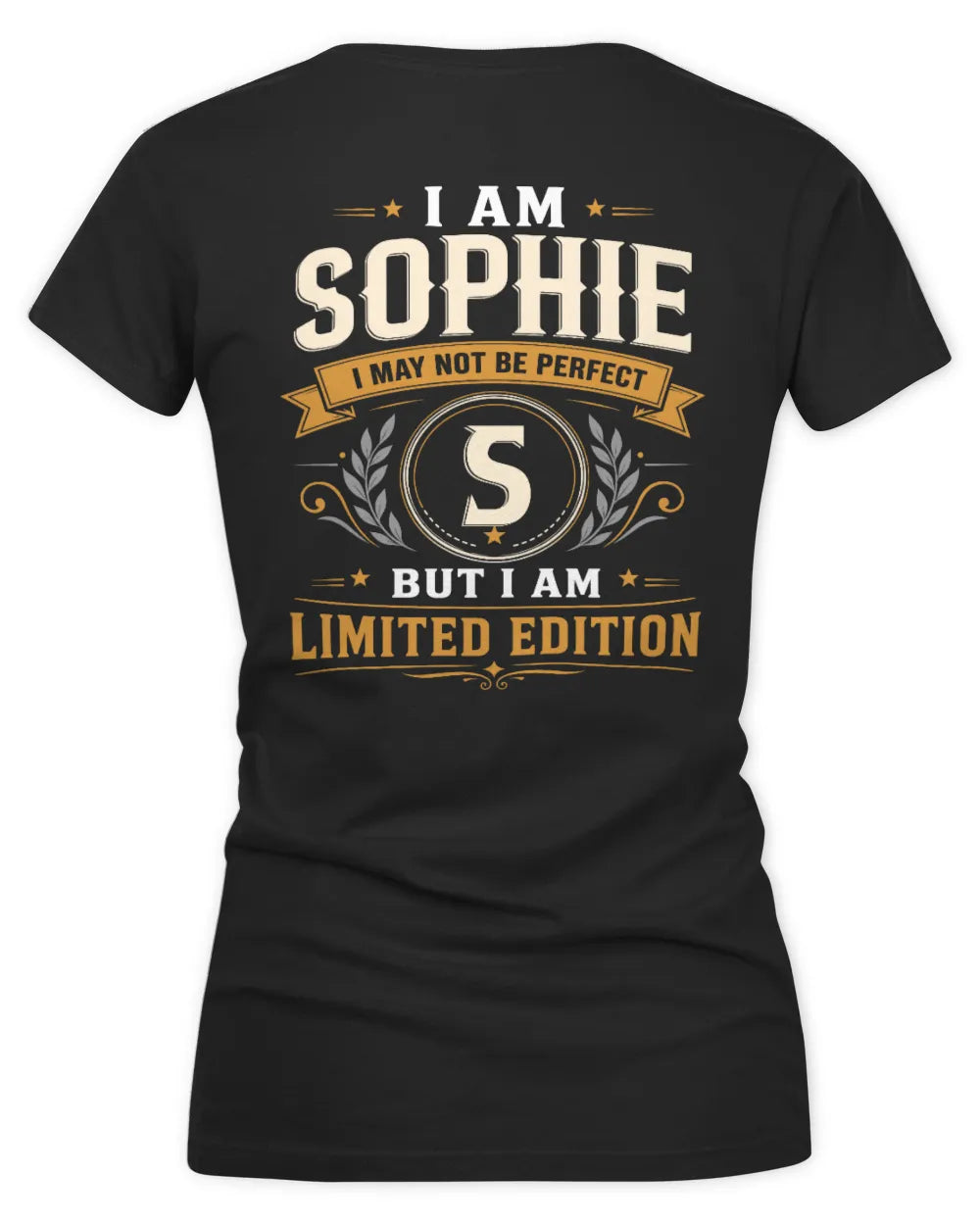 SOPHIE KT88-V9 - Personalized “I Am NAME I May Not Be Perfect, But I Am Limited Edition” - Women's V-Neck T-Shirt - Black