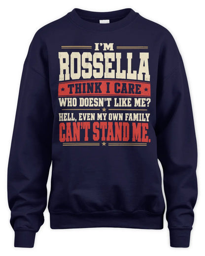 ROSSELLA-KTL06-H009 I’m [NAME] – Think I Care? Personalized Funny T-Shirt - Unisex Sweatshirt - Navy