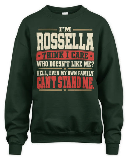 ROSSELLA-KTL06-H009 I’m [NAME] – Think I Care? Personalized Funny T-Shirt - Unisex Sweatshirt - Forest Green