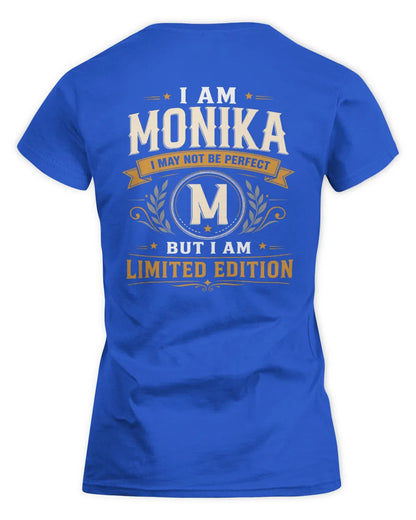 MONIKA KT88-V9 - Personalized “I Am NAME I May Not Be Perfect, But I Am Limited Edition” - Women's Standard T-Shirt - Royal