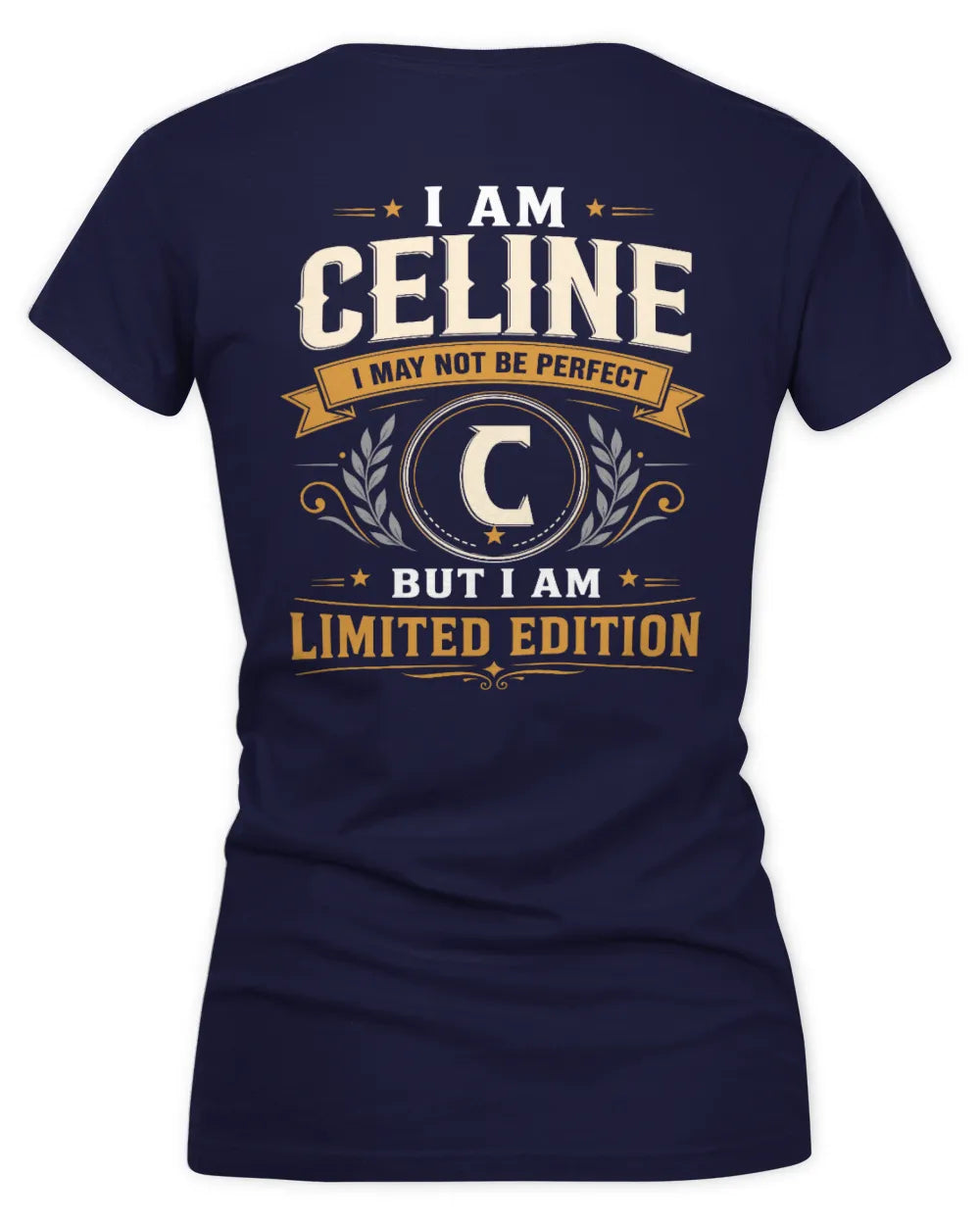 CELINE KT88-V9 - Personalized “I Am NAME I May Not Be Perfect, But I Am Limited Edition” - Women's V-Neck T-Shirt - Navy