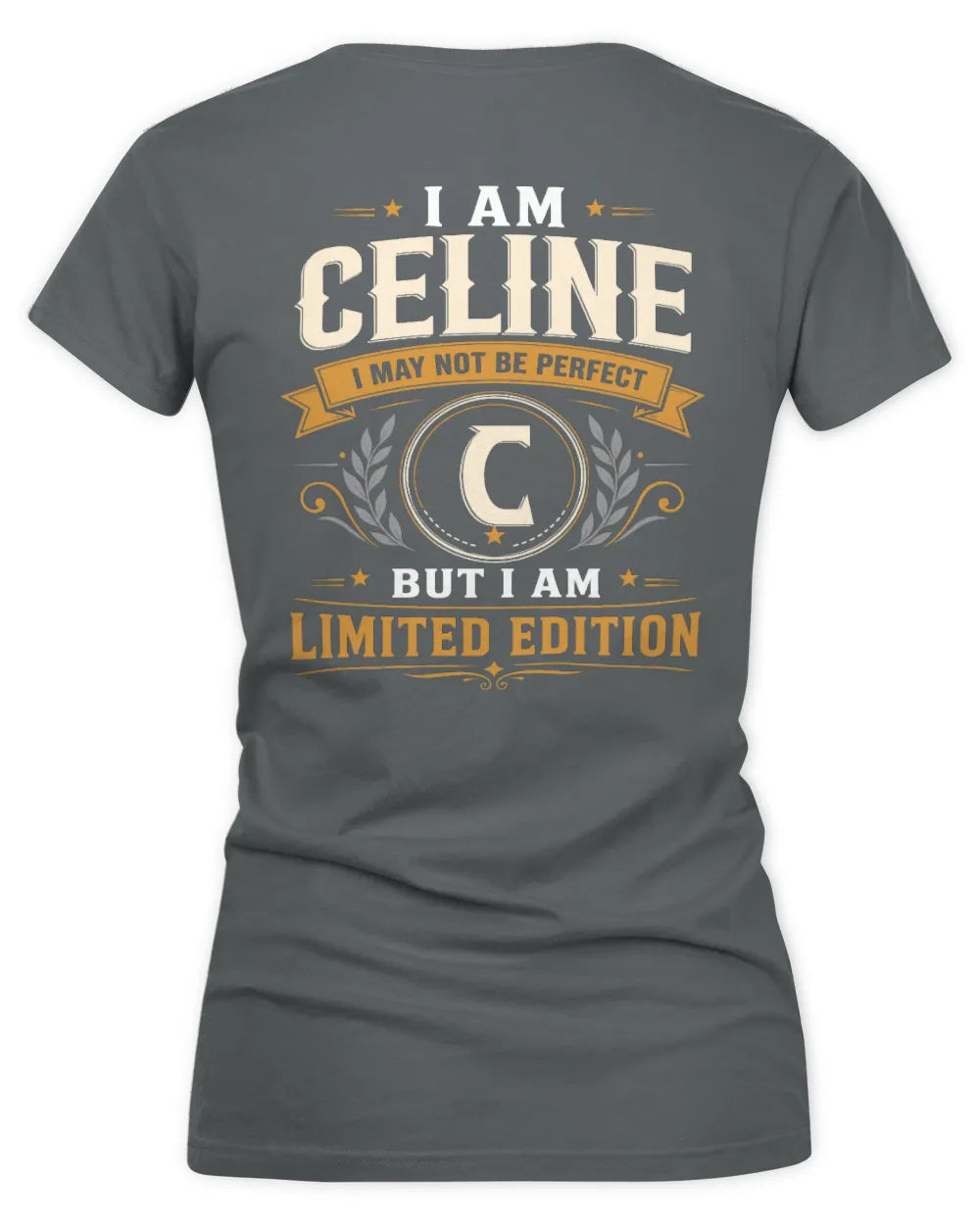 CELINE KT88-V9 - Personalized “I Am NAME I May Not Be Perfect, But I Am Limited Edition” - Women's V-Neck T-Shirt - Charcoal