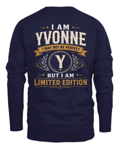 YVONNE KT88-V9 - Personalized “I Am NAME I May Not Be Perfect, But I Am Limited Edition” - Men's Long Sleeved T-Shirt - Navy