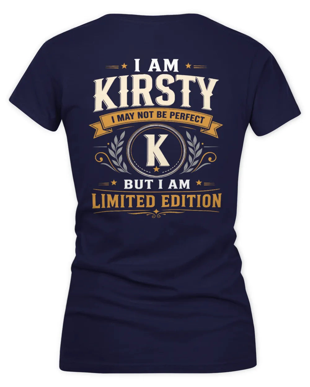 KIRSTY KT88-V9 - Personalized “I Am NAME I May Not Be Perfect, But I Am Limited Edition” - Women's V-Neck T-Shirt - Navy