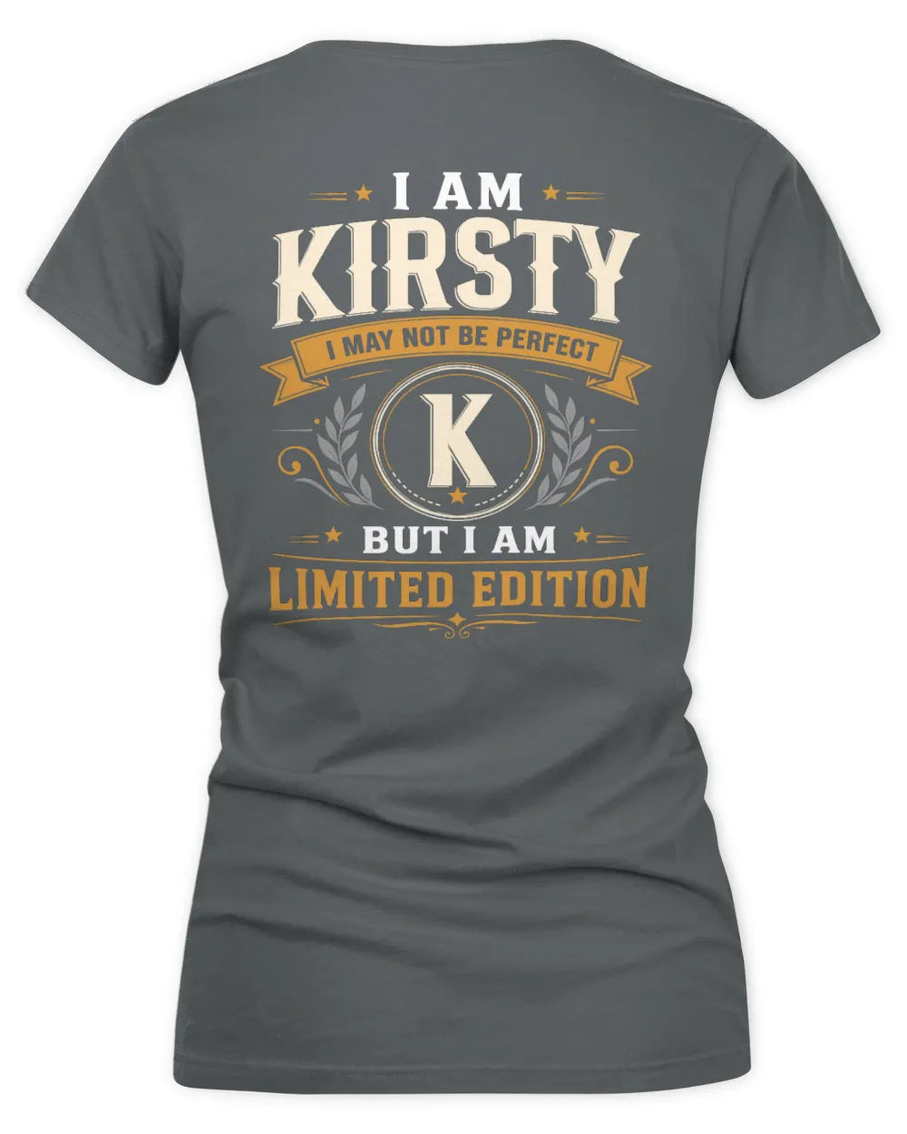 KIRSTY KT88-V9 - Personalized “I Am NAME I May Not Be Perfect, But I Am Limited Edition” - Women's V-Neck T-Shirt - Charcoal