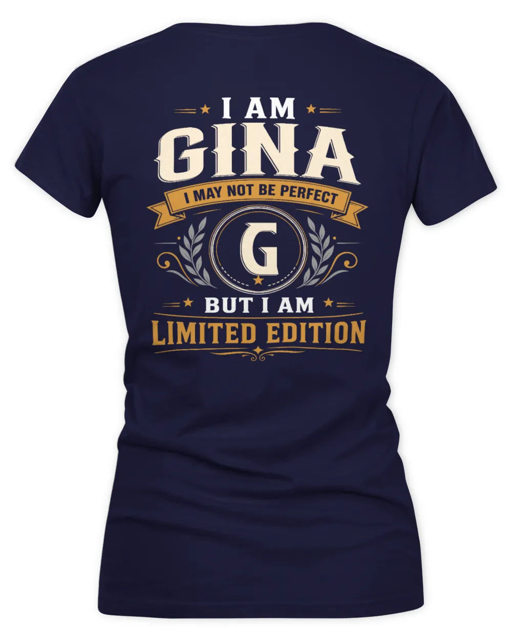 GINA KT88-V9 - Personalized “I Am NAME I May Not Be Perfect, But I Am Limited Edition” - Women's V-Neck T-Shirt - Navy