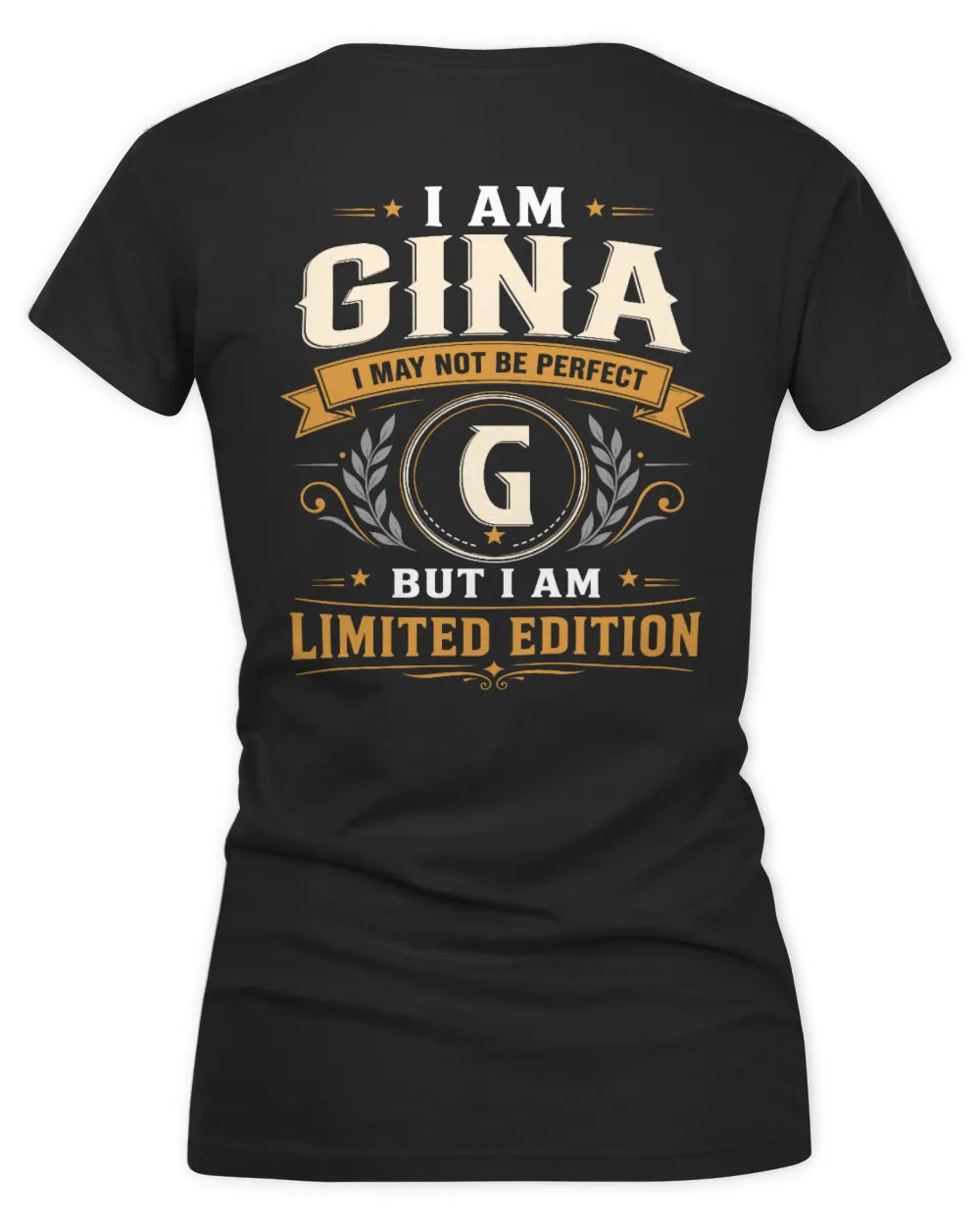 GINA KT88-V9 - Personalized “I Am NAME I May Not Be Perfect, But I Am Limited Edition” - Women's V-Neck T-Shirt - Black