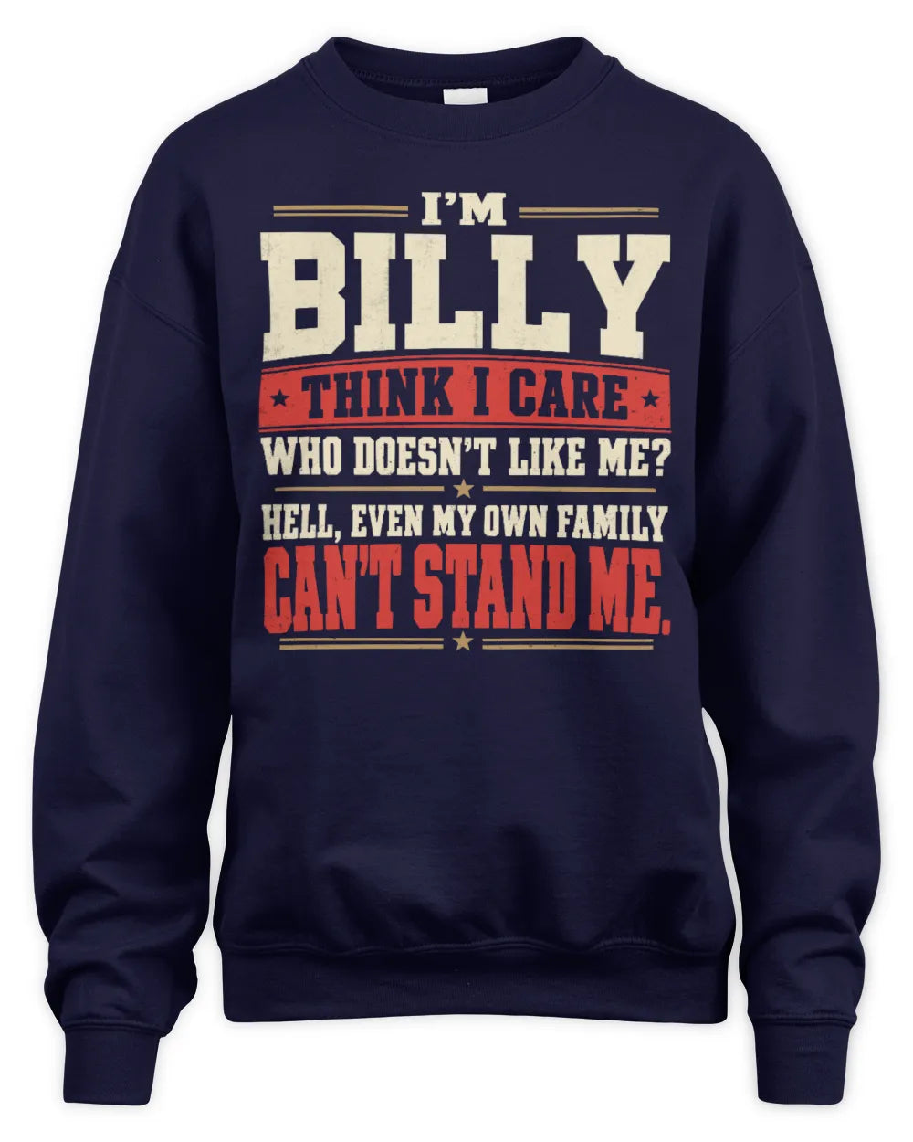 BILLY-KTL06-H009 I’m [NAME] – Think I Care? Personalized Funny T-Shirt - Unisex Sweatshirt - Navy