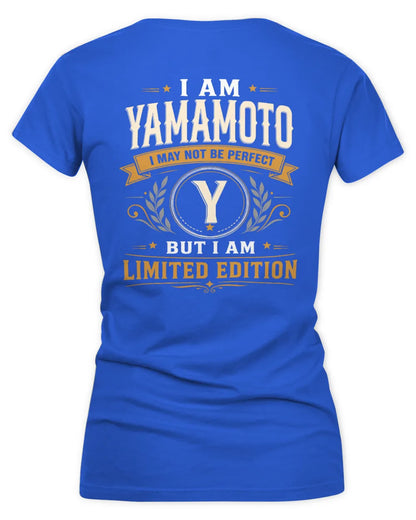 YAMAMOTO KT88-V9 - Personalized “I Am NAME I May Not Be Perfect, But I Am Limited Edition” - Women's V-Neck T-Shirt - Royal