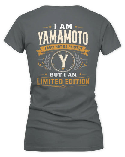 YAMAMOTO KT88-V9 - Personalized “I Am NAME I May Not Be Perfect, But I Am Limited Edition” - Women's V-Neck T-Shirt - Charcoal