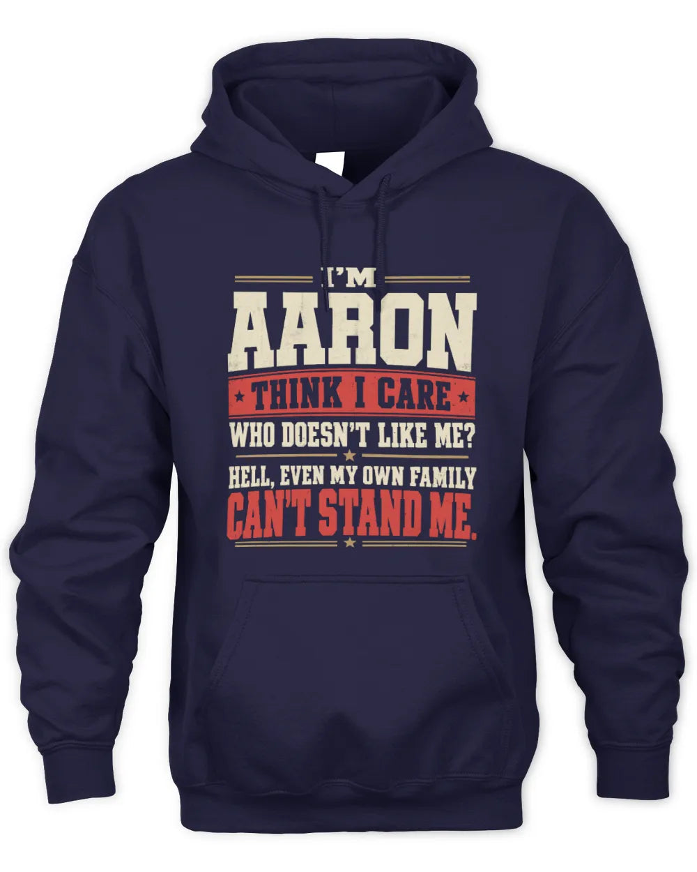 AARON-KTL06-H009 I’m [NAME] – Think I Care? Personalized Funny T-Shirt - Unisex Hoodie - Navy