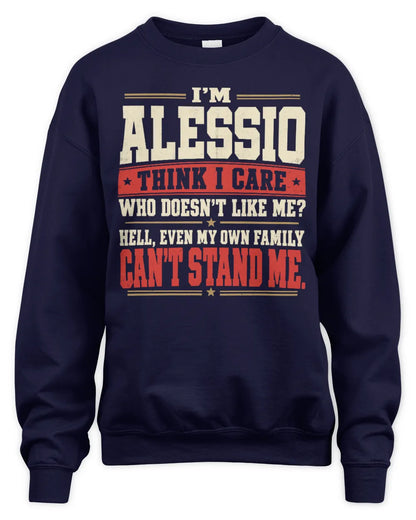 ALESSIO-KTL06-H009 I’m [NAME] – Think I Care? Personalized Funny T-Shirt - Unisex Sweatshirt - Navy